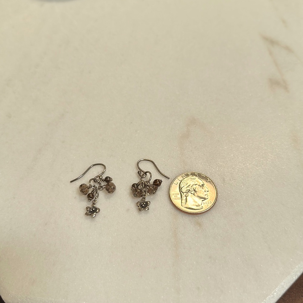 Silpada sterling silver earrings with smoky brown beads